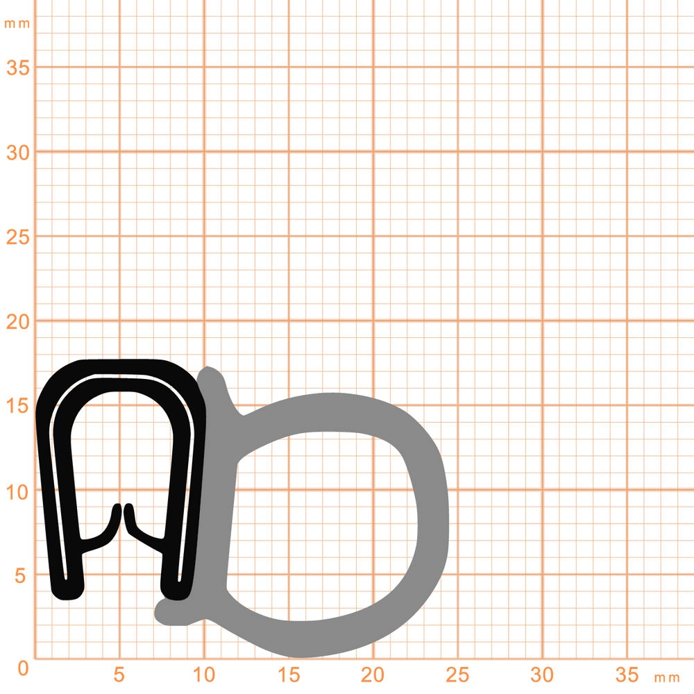 Kantenschutz Dichtprofile - Kantenschutzprofil | Klemmbereich: 2-4 mm | Farbe: schwarz