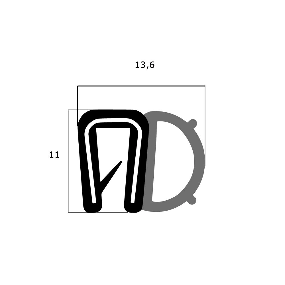 Kantenschutz Dichtprofile - Kantenschutzprofil | Klemmbereich: 1 – 2 mm | Farbe: schwarz