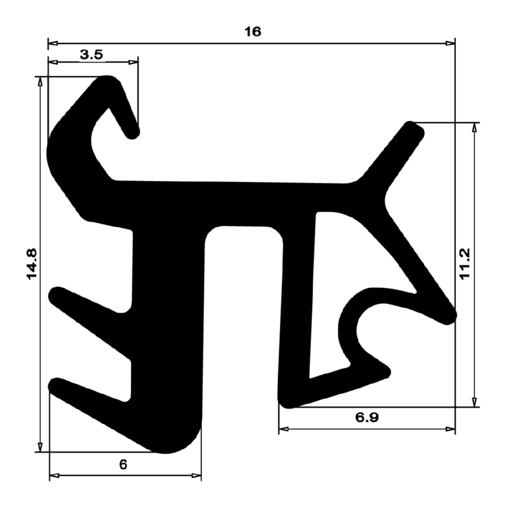 Verglasungsdichtung für Fenster | 17 mm Breite | Farbe: schwarz