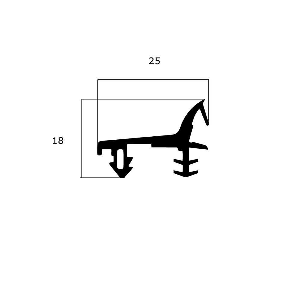 Mitteldichtungen - Mitteldichtung für Metall- und Alufenster | 18 mm Höhe | Farbe: schwarz