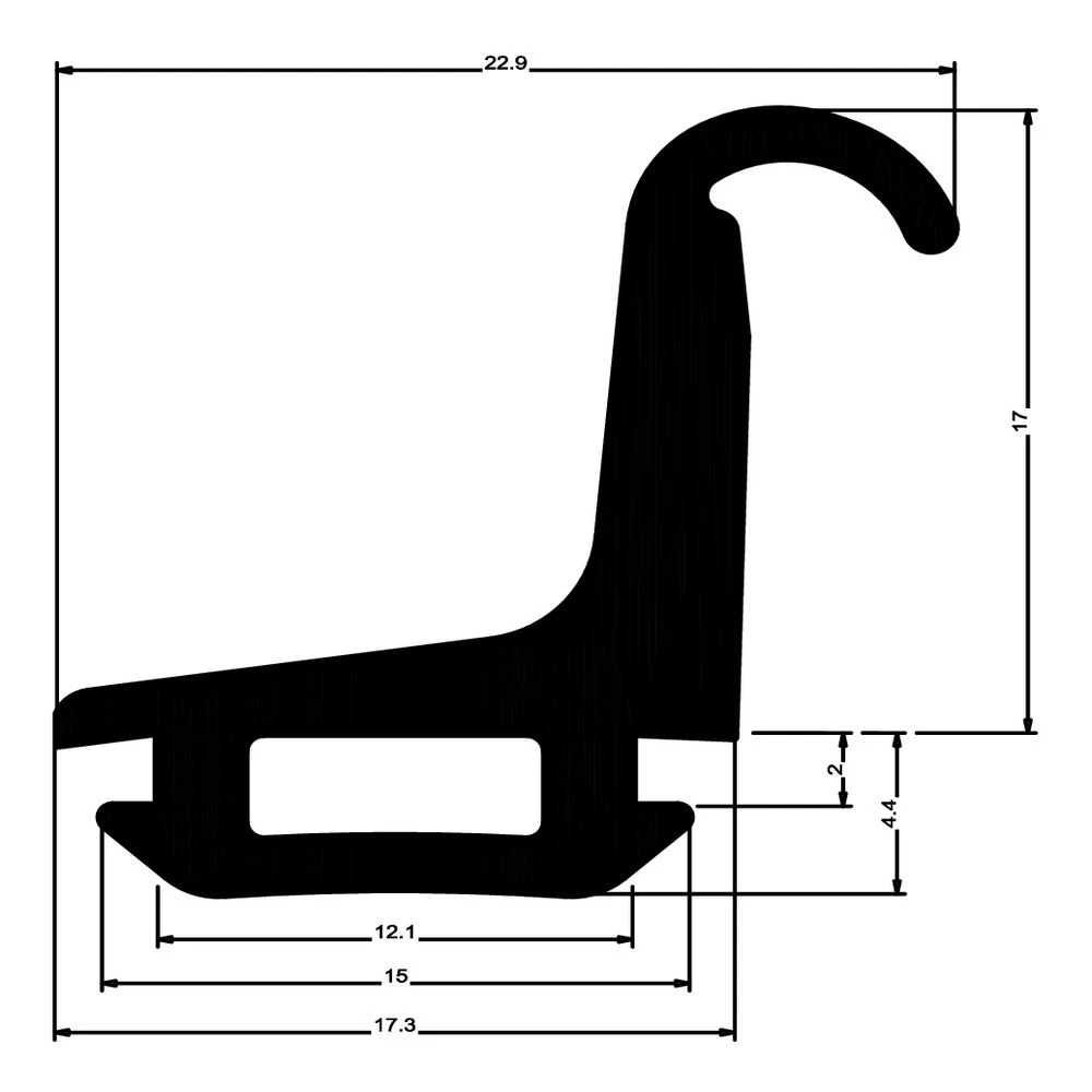 Mitteldichtung für Metall- und Alufenster | 21,5 mm Höhe | Farbe: schwarz