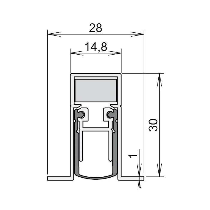 Schall-Ex Duo L-15/31 OS Absenkdichtung von Athmer | Länge: 833 mm