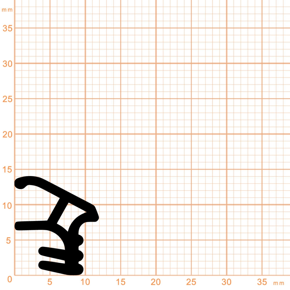 Türrahmen Dichtung - Stahlzargendichtung für Stahlrahmen | 12 mm Breite | Farbe: schwarz