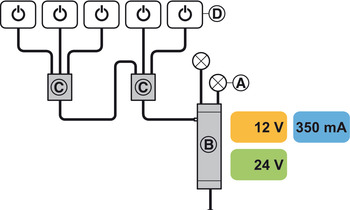 Beleuchtung - Multi-Schalter-Box für Häfele Loox | Kabellänge: 1000 mm | Maße: 55 x 45 x 16 mm