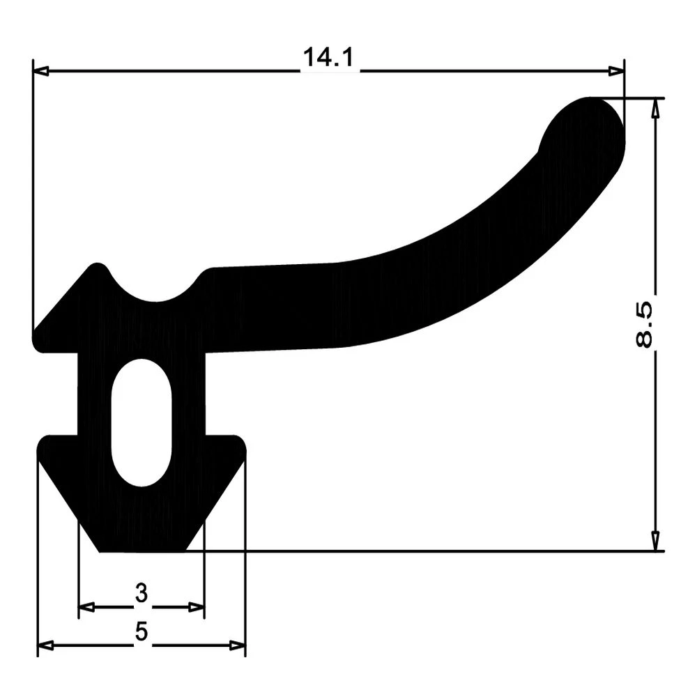 Anschlagdichtung für seitlichen Anschlag | 9,5 mm Höhe | Farbe: schwarz