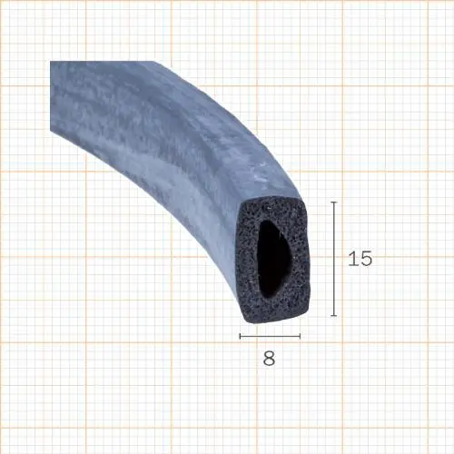 Dichtungsprofil für Bootsluken | Höhe: 15 mm | Farbe: schwarz