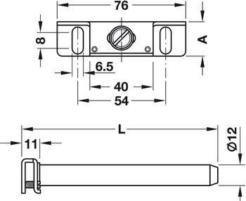 Tablarträger mit Anschraubplatte | Länge: 110 mm | Breite: 76 mm