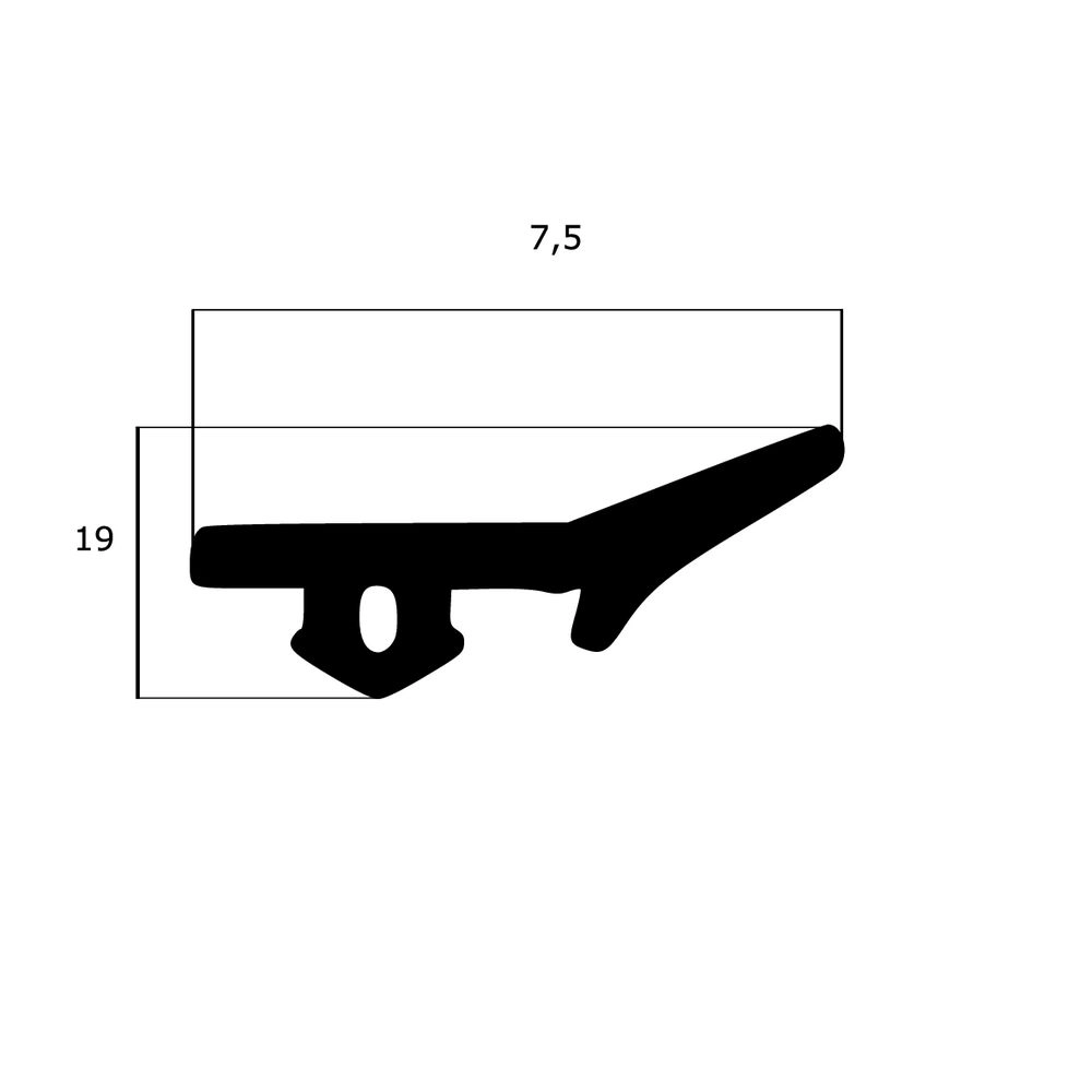 Türrahmen Dichtung - Anschlagdichtung für Fenstern mit seitlichem Anschlag | 7,5 mm Breite | Farbe: schwarz