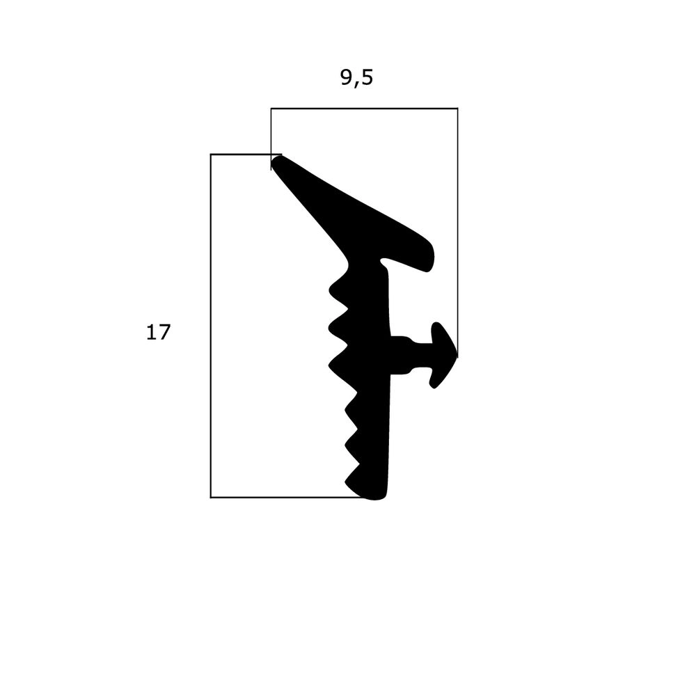 Verglasungsdichtungen - Verglasungsdichtung für Fenster | 9,5 mm Breite | Farbe: schwarz