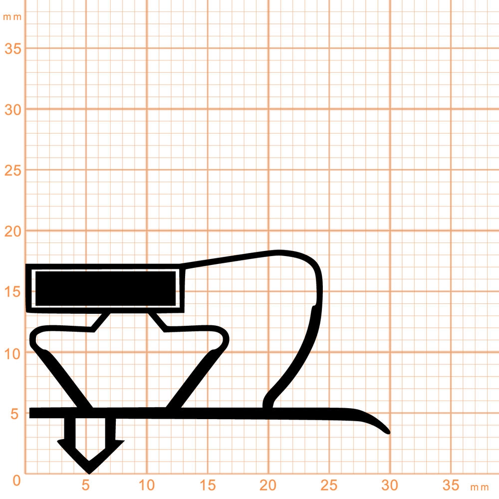 Kühlschrankdichtungen - Kühlschrankdichtungsrahmen | Höhe: 18,5 mm | Farbe: schwarz