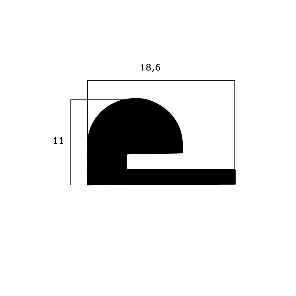 Voll- und Moosgummi-Profile - Kühlschrankdichtung Meterware | Höhe: 11 mm | Farbe: schwarz