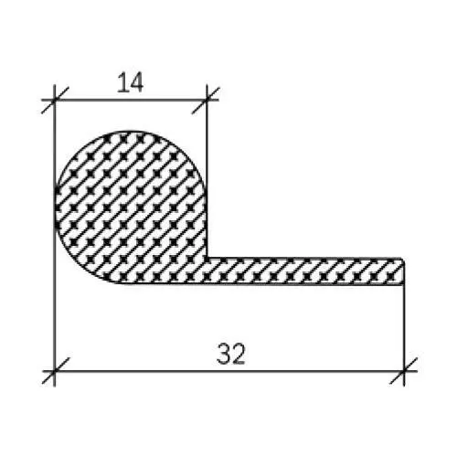 Voll- und Moosgummi-Profile - Kühlschrankdichtung Meterware | Höhe: 14 mm | Farbe: grau
