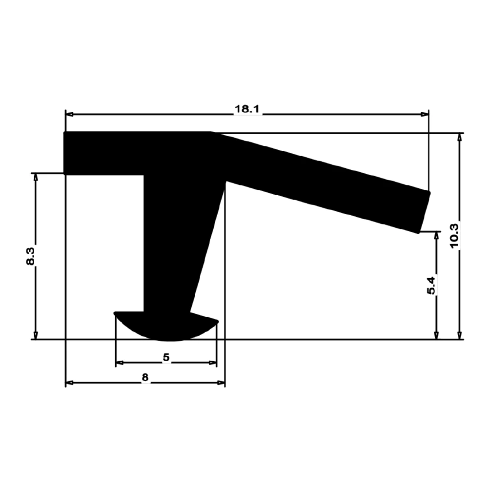 Holzzargendichtung für Haustüren | 12 mm Falzbreite | Farbe: schwarz