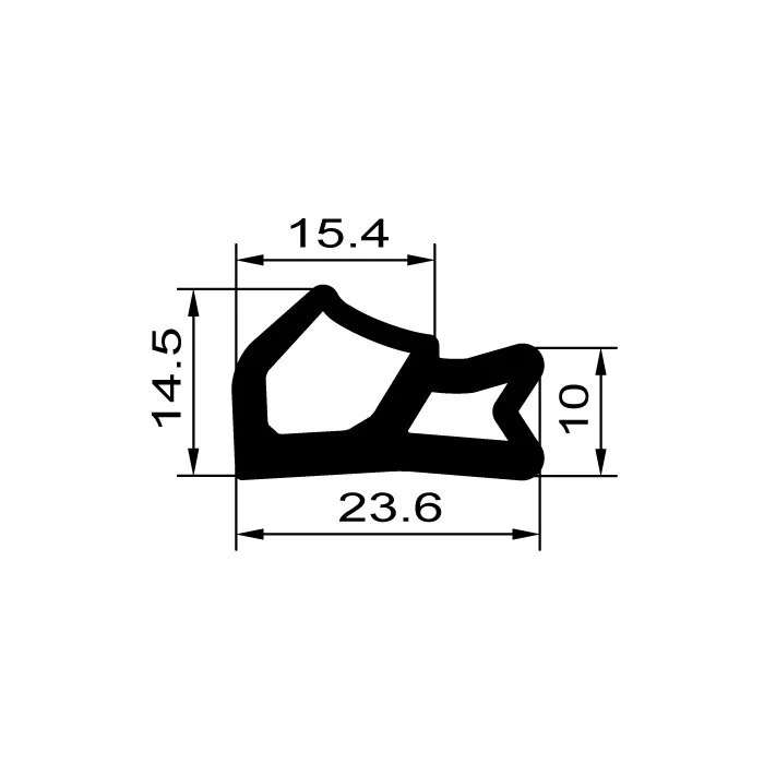 Türrahmen Dichtung - Stahlzargendichtung für seitliche Nut | 23,6 mm Breite | Farbe: grau