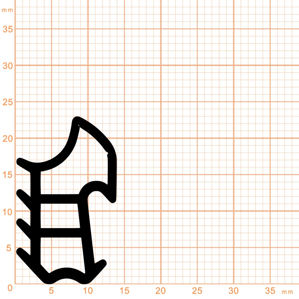 Türrahmen Dichtung - Stahlzargendichtung für Stahltüren | 23 mm Höhe | Farbe: schwarz