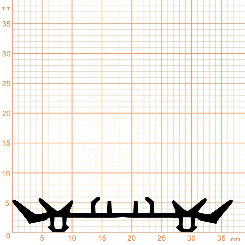 Glasauflage- und Fassadendichtungen - Verglasungsdichtung für Wintergärten | 37 mm Breite | Farbe: schwarz