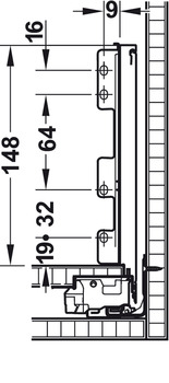 Schubkasten-Garnitur für Legrabox | Ausführung: Korpusschiene Blumotion S | Zargenhöhe: 177 mm