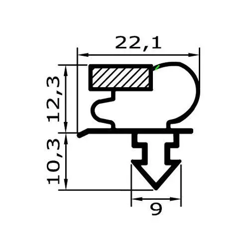 Kühlschrankdichtungsrahmen | 22,6 mm Höhe | Farbe: grau