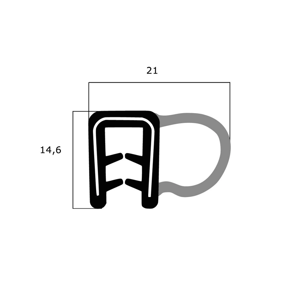 Kantenschutz Dichtprofile - Kantenschutzprofil | Klemmbereich: 1,5-3 mm | Farbe: schwarz