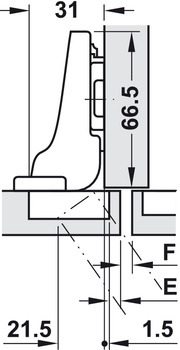 Scharniere - Topfplatte für Blum Clip Top Blumotion | Modell: 71B3650 | Anschlag: Mittel-/Zwillingsanschlag