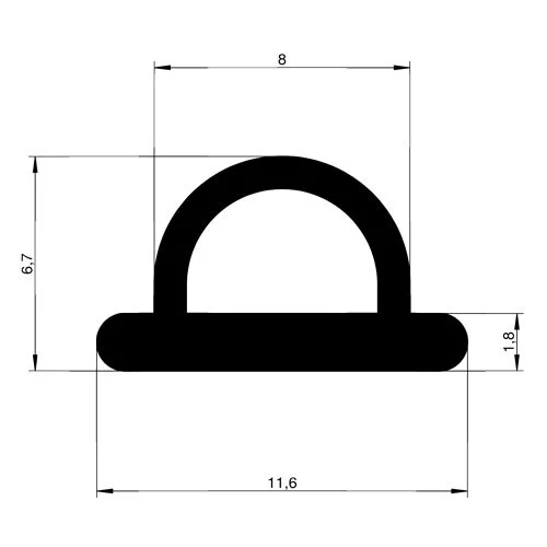 Lippendichtungen - Anschlagdichtung mit Schlauch für Kömmerling Fenster | 6,7 mm Höhe | Farbe: schwarz