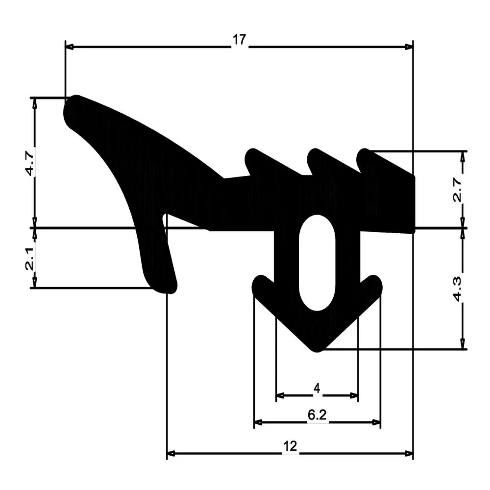 Verglasungsdichtungen - Anschlagdichtung für Wicona und Wicline Fenster | 16,5 mm Höhe | Farbe: schwarz 
