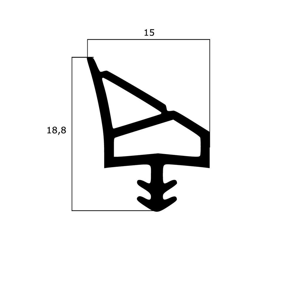 Türrahmen Dichtung - Holzzargendichtung für Zimmertüren | 12 mm Falzbreite | Farbe: schwarz