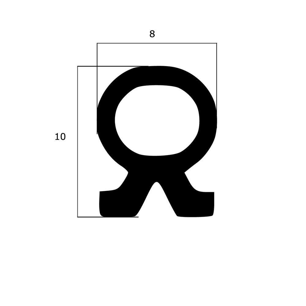 Lippendichtungen - Anschlagdichtung mit Schlauch | 10 mm Höhe | Farbe: schwarz 
