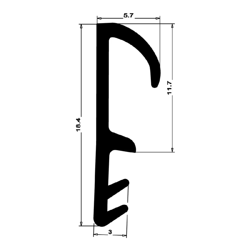 Flügelfalzdichtung für Holzelemente  | 12 mm Falzhöhe | Farbe: schwarz