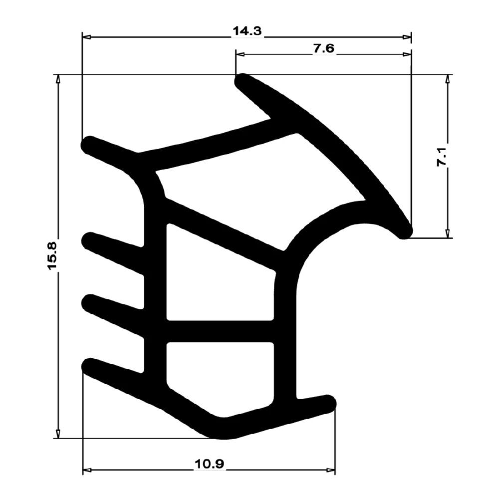Stahlzargendichtung für Stahltüren | 17 mm Höhe | Farbe: grau