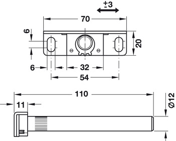 Tablarträger mit Anschraubplatte | Länge: 110 mm | Breite: 70 mm
