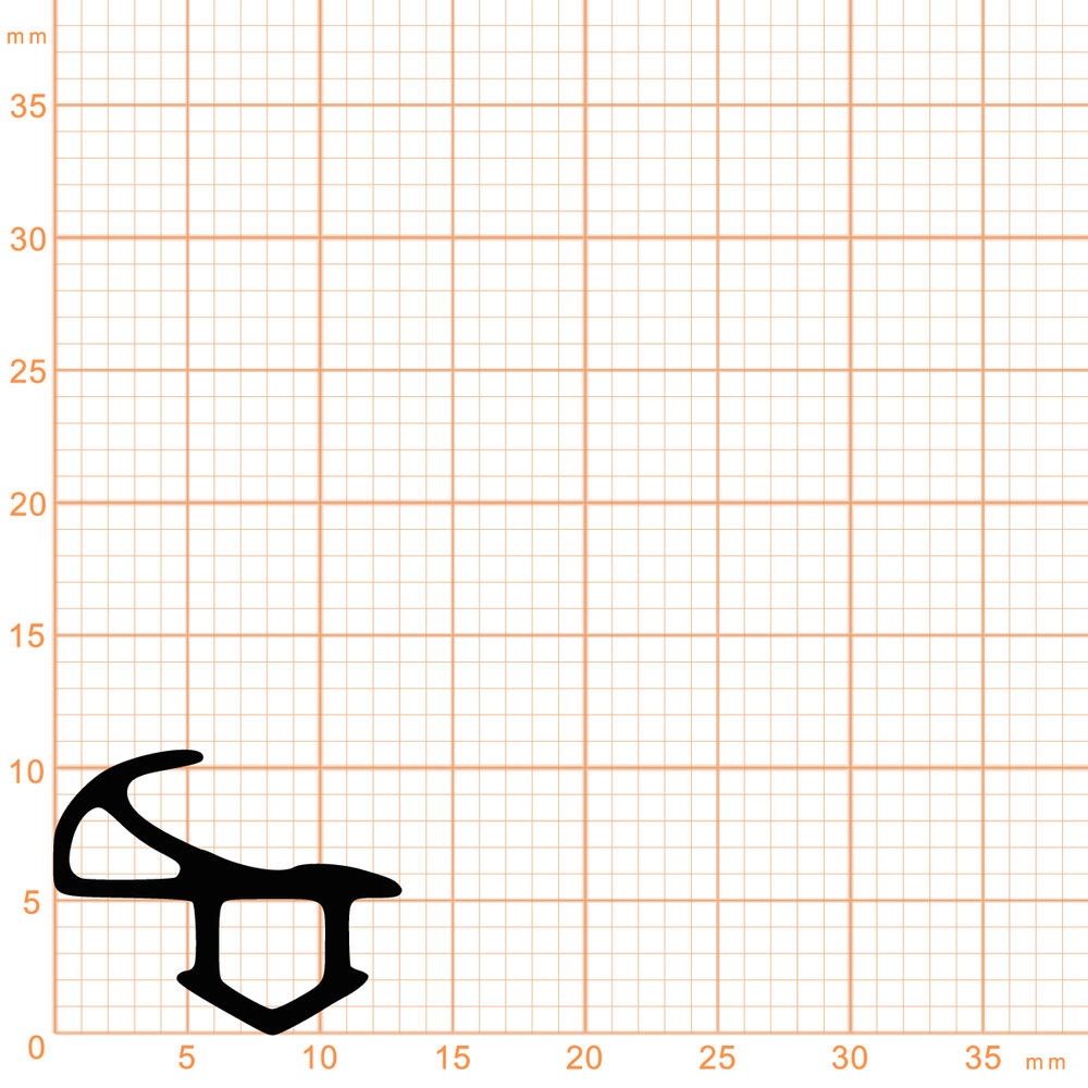 Schlauchdichtung Fenster - Anschlagdichtung mit Lippe und profiliertem Fuß | 10,5 mm Höhe | Farbe: schwarz 