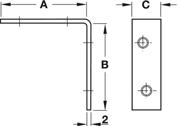 Verbinder & Bodenträger - Stuhlwinkel | Maße: 50 x 50 x 15 mm | Dicke: 2 mm