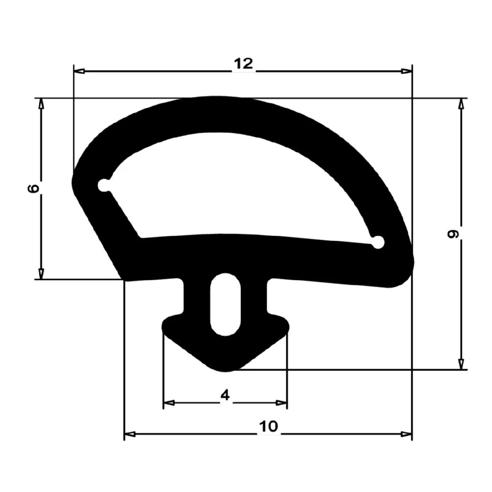 Anschlagdichtung mit Schlauch | 11 mm Höhe | Farbe: schwarz