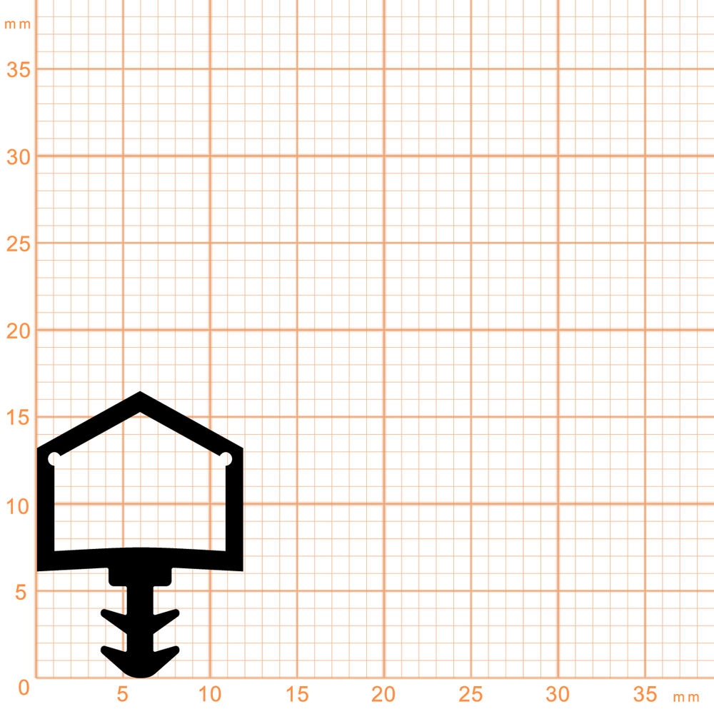 Türrahmen Dichtung - Holzzargendichtung für Holztüren | 16,5 mm Falzhöhe | Farbe: schwarz