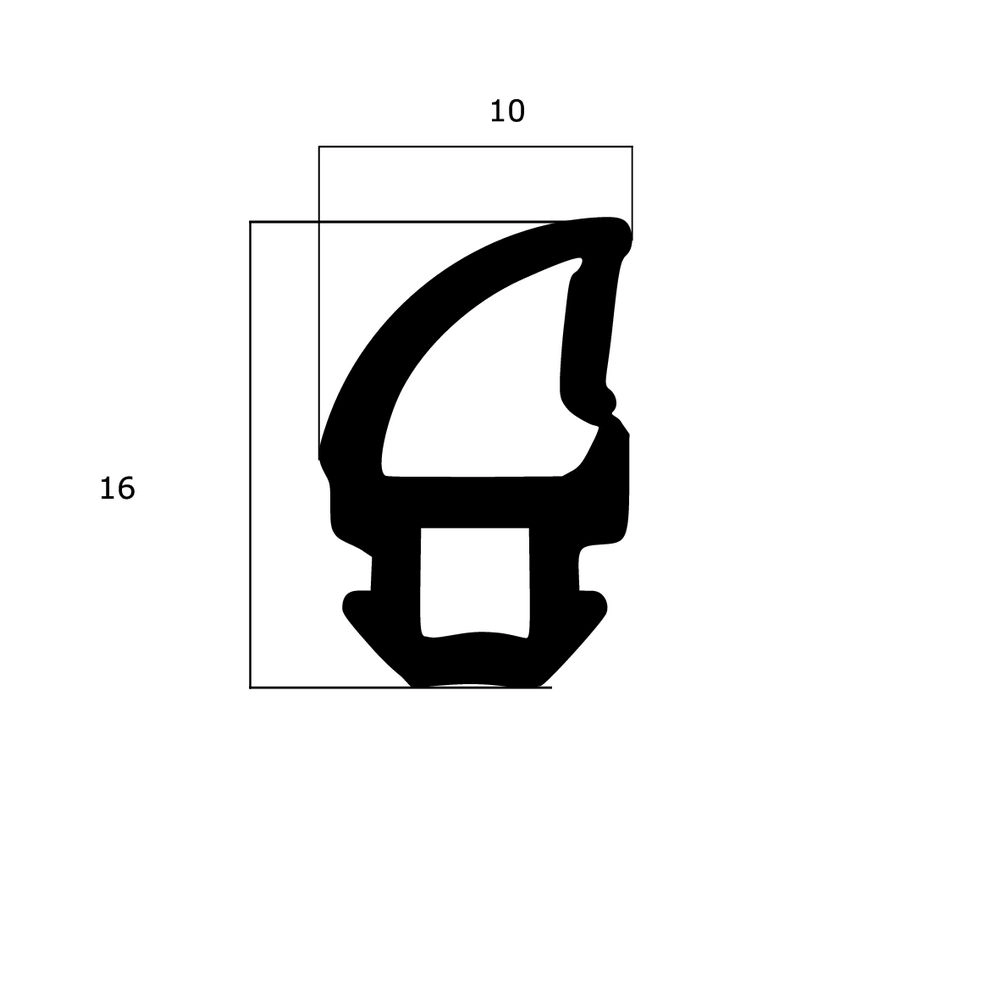 Lippendichtungen - Anschlagdichtung mit Lippe und profiliertem Fuß | 16 mm Höhe | Farbe: schwarz 