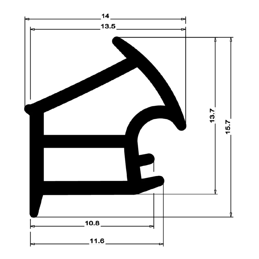 Stahlzargendichtung für Stahltüren | 16 mm Höhe | Farbe: grau