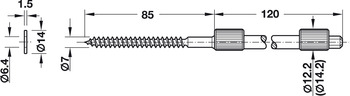 Verbinder & Bodenträger - Tablarträger mit Holzgewinde | Durchmesser: 14,2 mm | Tablardicke: = 22 mm