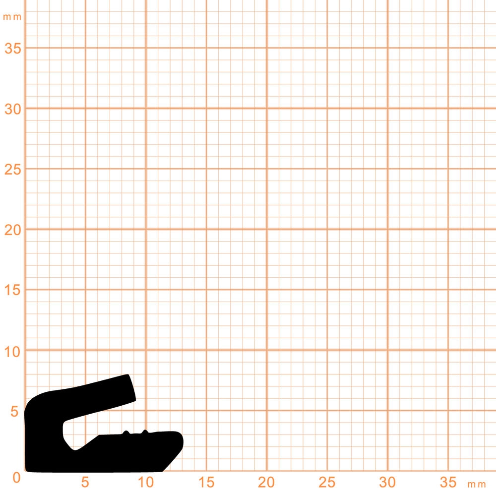 Türrahmen Dichtung - Anschlagdichtung mit Lippe und glattem Fuß | 8 mm Höhe | Farbe: schwarz 