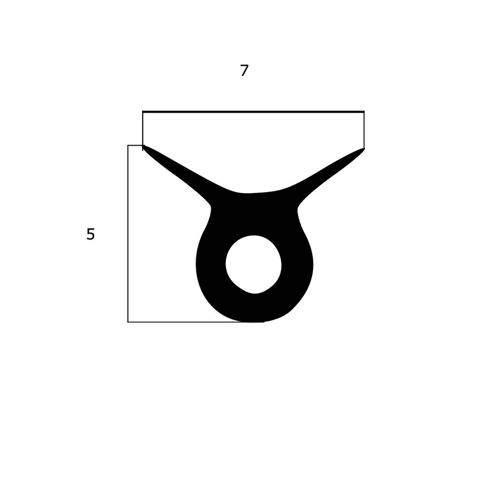 Lippendichtungen - Anschlagdichtung mit Lippe und profiliertem Fuß | 5 mm Höhe | Farbe: schwarz 