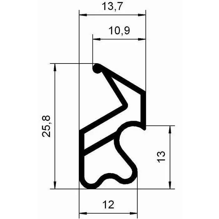 Stahlzargendichtung für Metallzargen | 25,8 mm Höhe | Farbe: grau