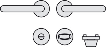 Türdrücker - Türdrücker-Garnitur für WC/Badezimmer | Hoppe Paris E138Z/42KV/42KVS | Farbe: silber