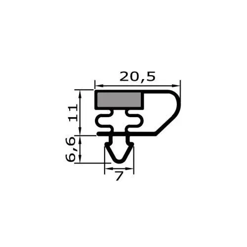 Kühlschrankdichtungsrahmen | 17,7 mm Höhe | Farbe: grau