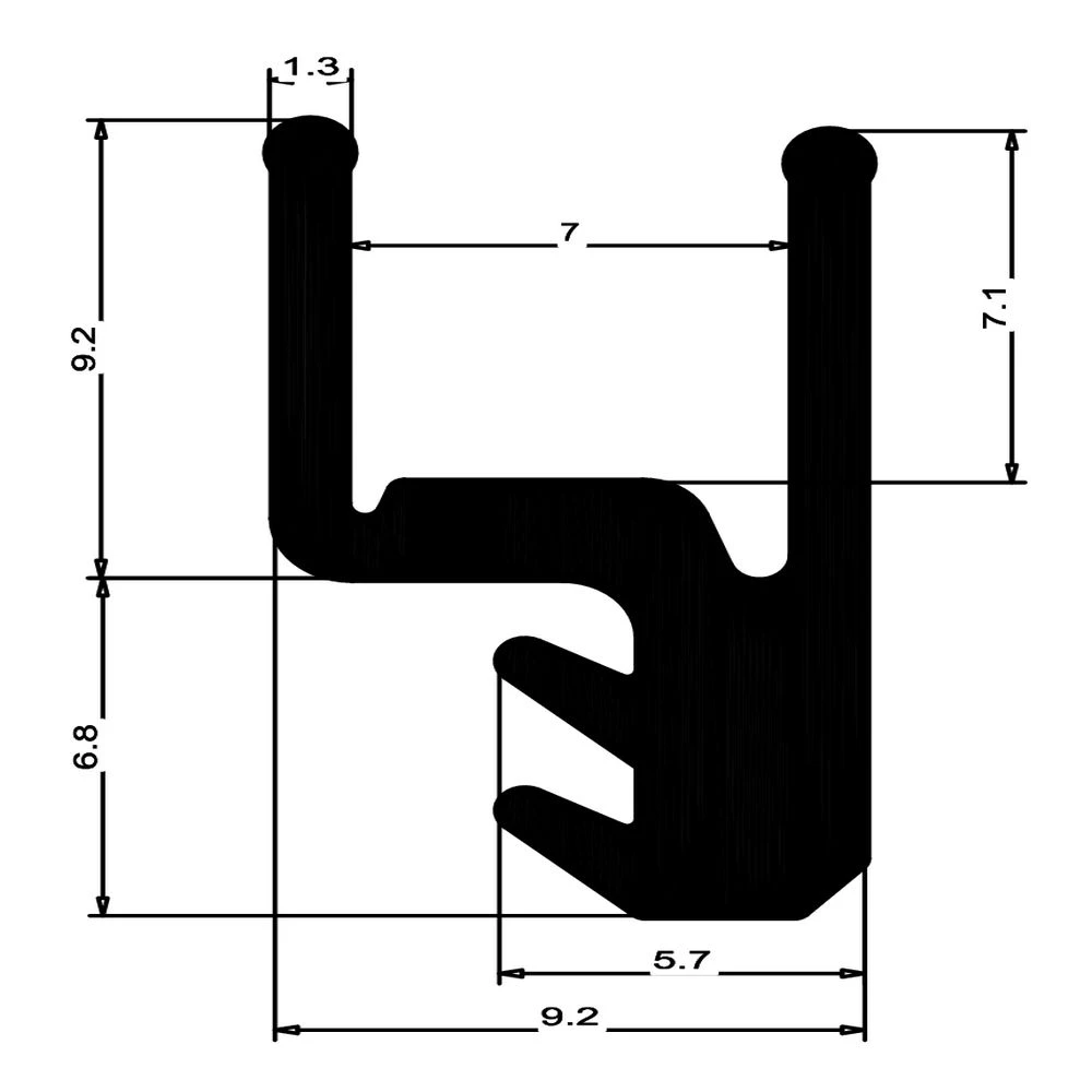 Dachfensterdichtung für Velux Dachflächenfenster | Höhe: 16,5 mm | Farbe: schwarz