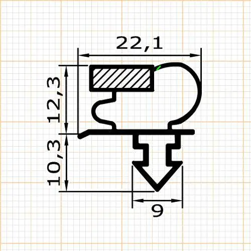 Kühlschrankdichtungsrahmen | 22,6 mm Höhe | Farbe: grau