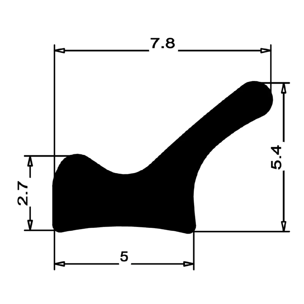 Anschlagdichtung für flache Nuten | 5,5 mm Höhe | Farbe: schwarz