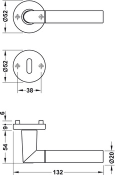Türdrücker - Türdrücker-Garnitur mit Buntbart | Hoppe Lecce 1405/42KV/42KVS | Farbe: silber