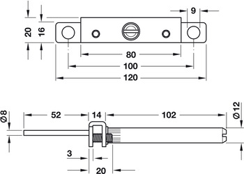 Verbinder & Bodenträger - Tablarträger mit Anschraubplatte | Länge: 102 mm | Breite: 120 mm