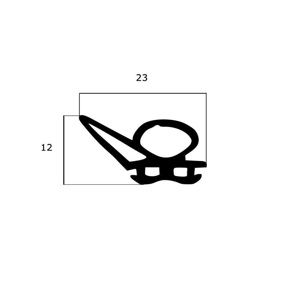Türrahmen Dichtung - Stahlzargendichtung für Metallzargen | 12 mm Höhe | Farbe: schwarz
