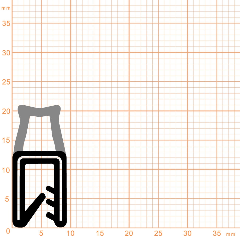 Kantenschutz Dichtprofile - Kantenschutzprofil | Klemmbereich: 1-3 mm | Farbe: schwarz